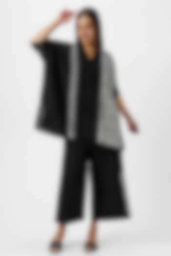 Grey & Black Linen Hand Screen Printed Co-Ord Set by Kaveri at Pernia's Pop Up Shop