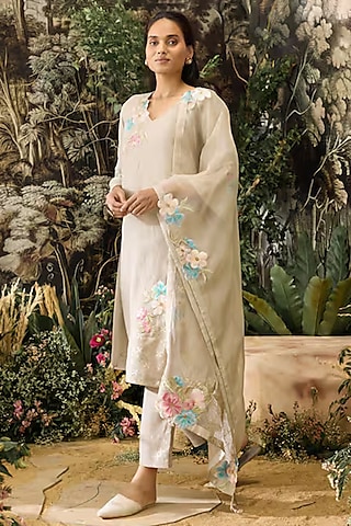 chinese dress ladies Lydia Linen Dress Off White, XL-XXL main image 1