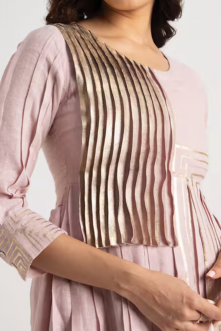 Pink Linen Floral Embroidered Vacation Dress by Kaveri at Pernia's Pop Up Shop