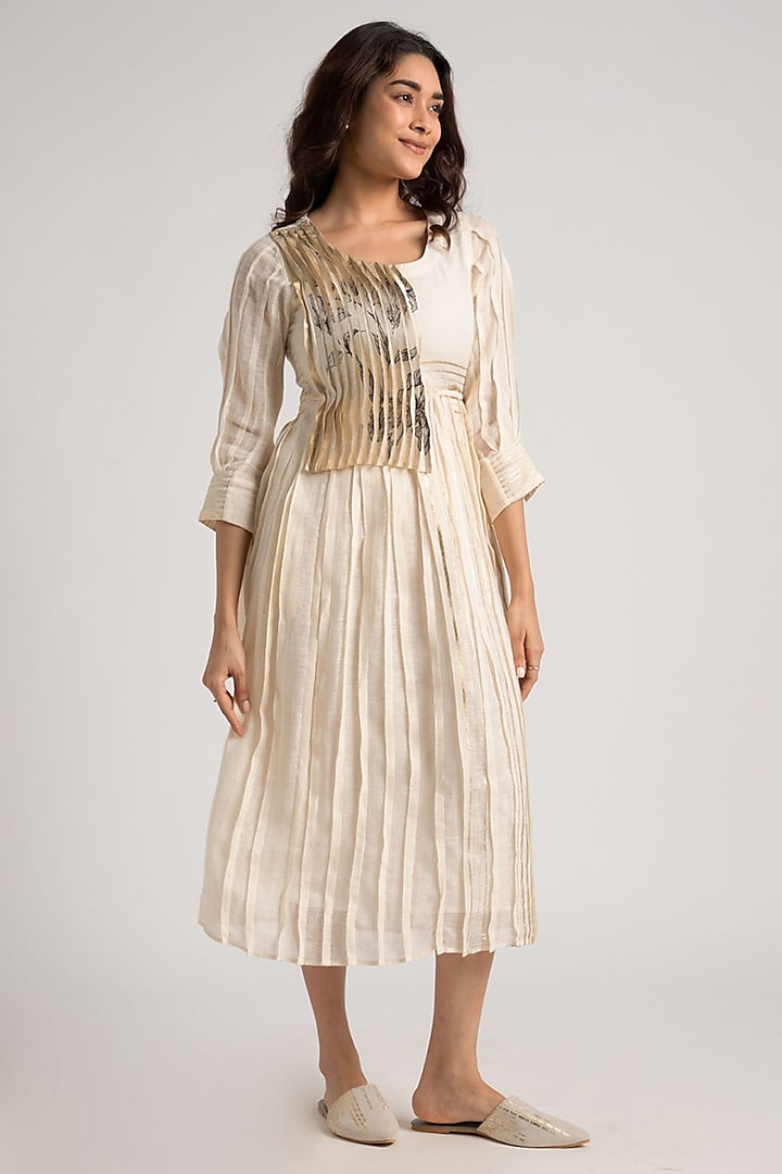 Off-White Linen Vacation Dress by Kaveri at Pernia's Pop Up Shop