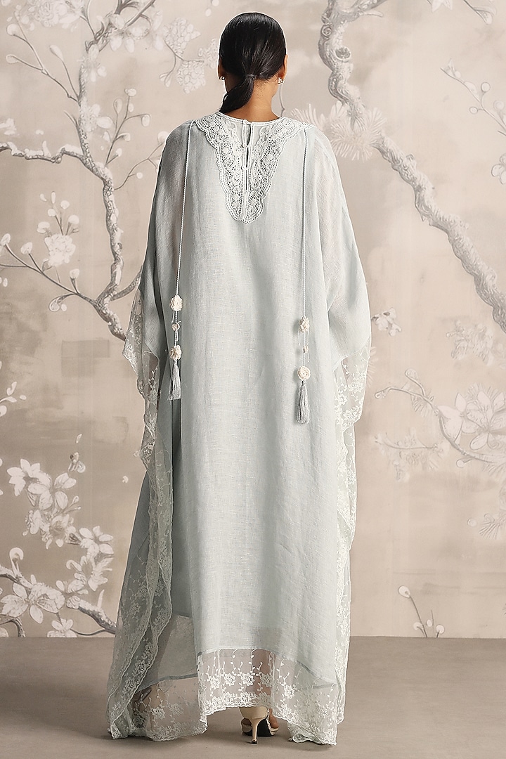 Ice Linen Embroidered Kaftan by Kaveri at Pernia's Pop Up Shop
