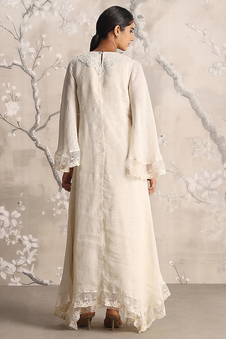 Off-White Linen Embroidered Cocktail Dress by Kaveri at Pernia's Pop Up Shop