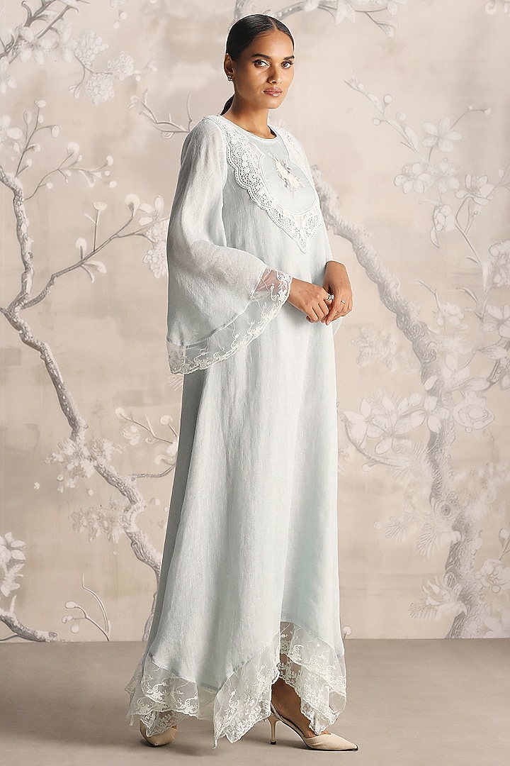 Ice Linen Embroidered Cocktail Dress by Kaveri at Pernia's Pop Up Shop