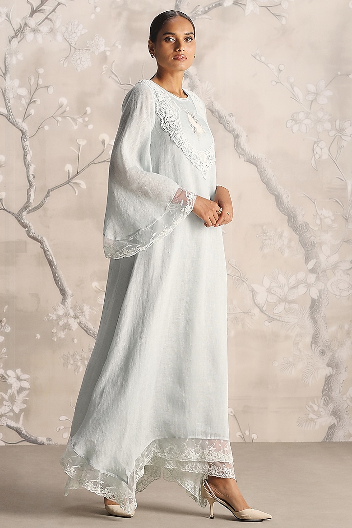 Ice Linen Embroidered Cocktail Dress by Kaveri at Pernia's Pop Up Shop