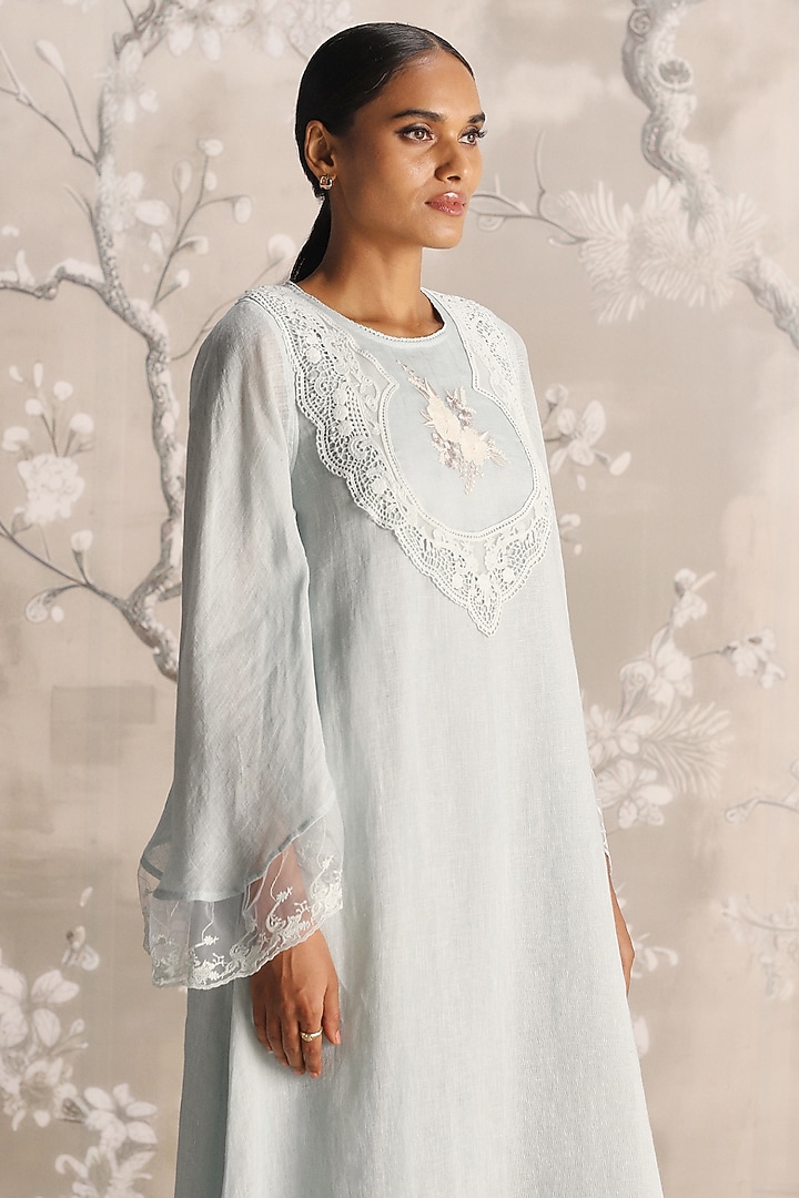 Ice Linen Embroidered Cocktail Dress by Kaveri at Pernia's Pop Up Shop