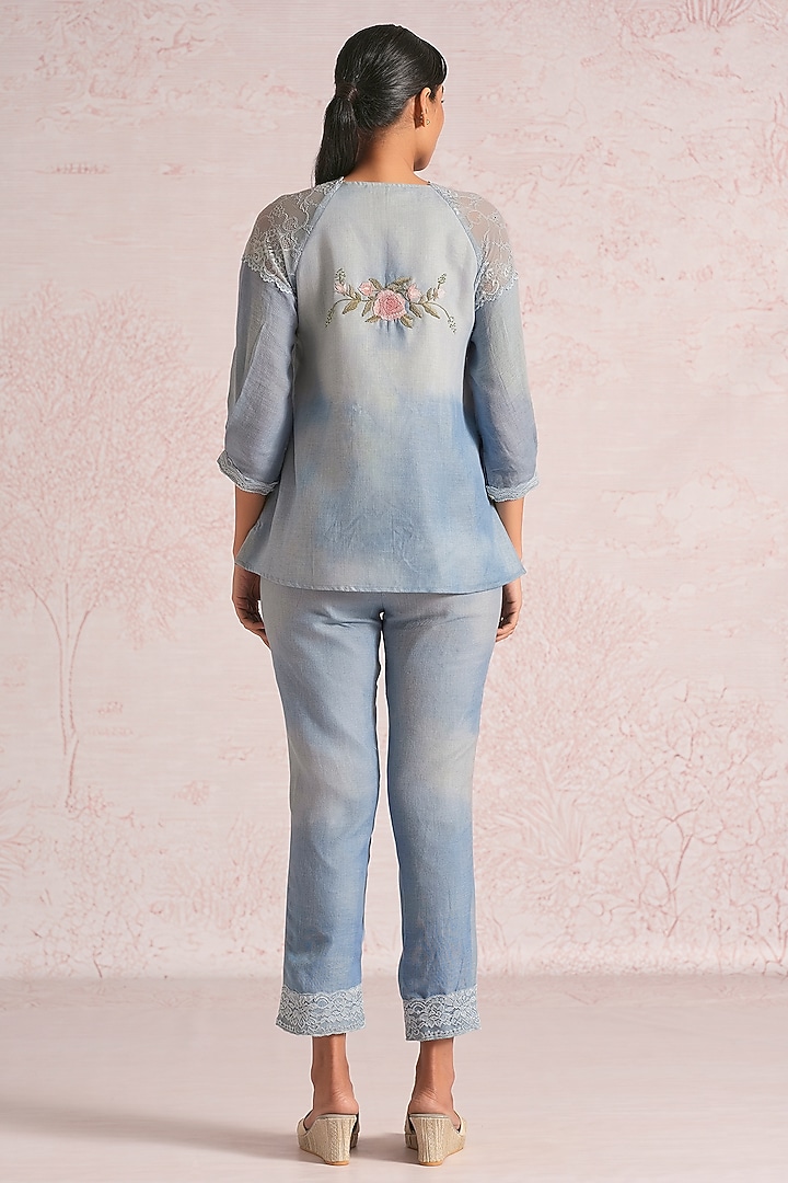 Ink Blue Linen Blend Co-Ord Set by Kaveri at Pernia's Pop Up Shop