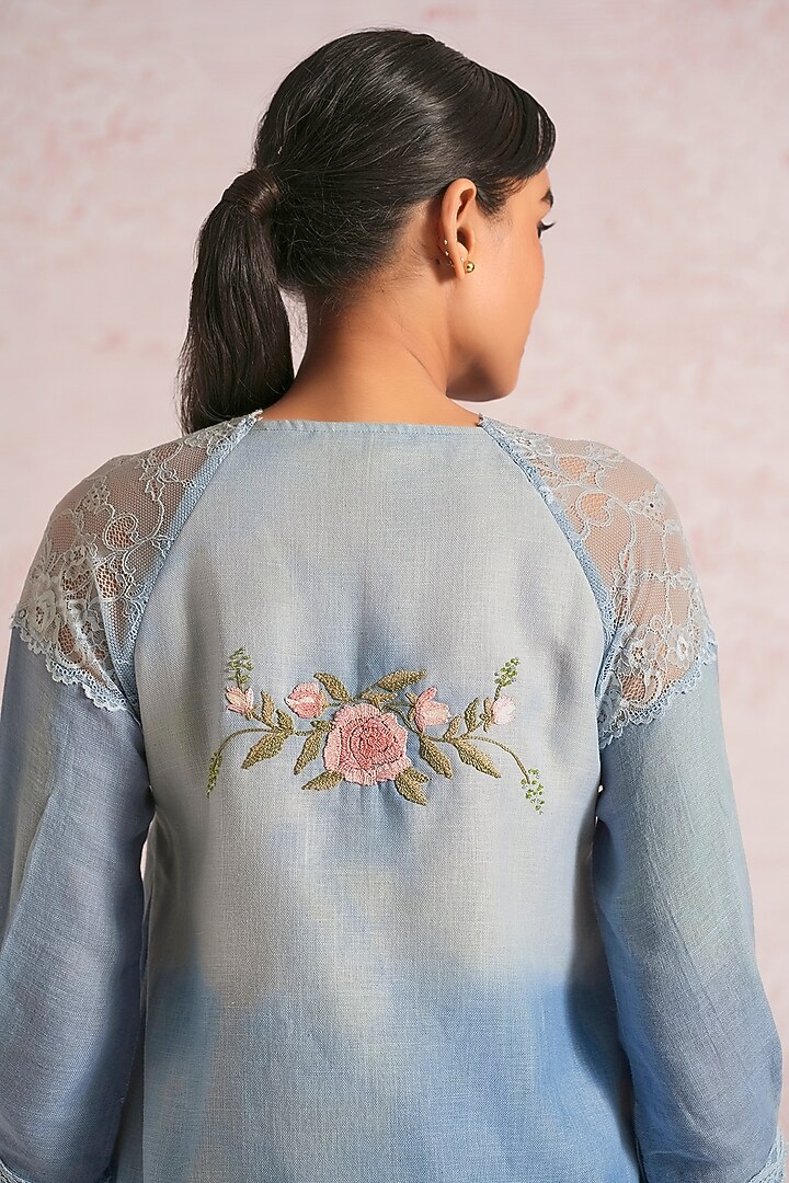Ink Blue Linen Blend Co-Ord Set by Kaveri at Pernia's Pop Up Shop