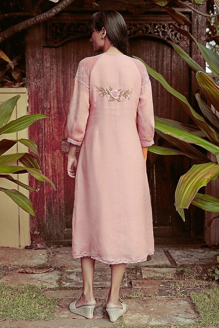 Pernia's Pop Up Shop - Kaveri Women Rose Bud Linen Blend Midi Dress Pernia's Pop Up Shop - Kaveri Women Rose Bud Linen Blend Midi Dress