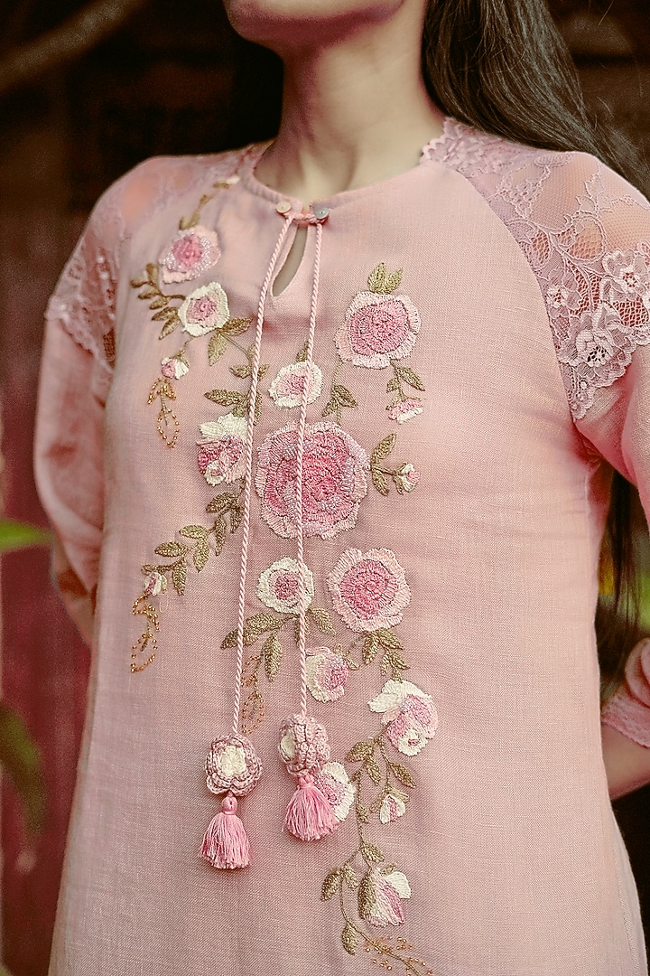 Rose Bud Linen Blend Midi Vacation Dress by Kaveri at Pernia's Pop Up Shop