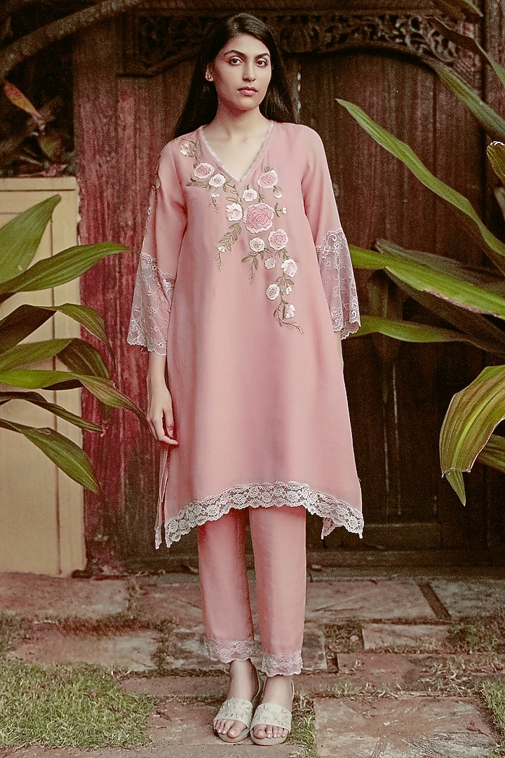 Rose Bud Linen Blend Tunic Set by Kaveri at Pernia's Pop Up Shop