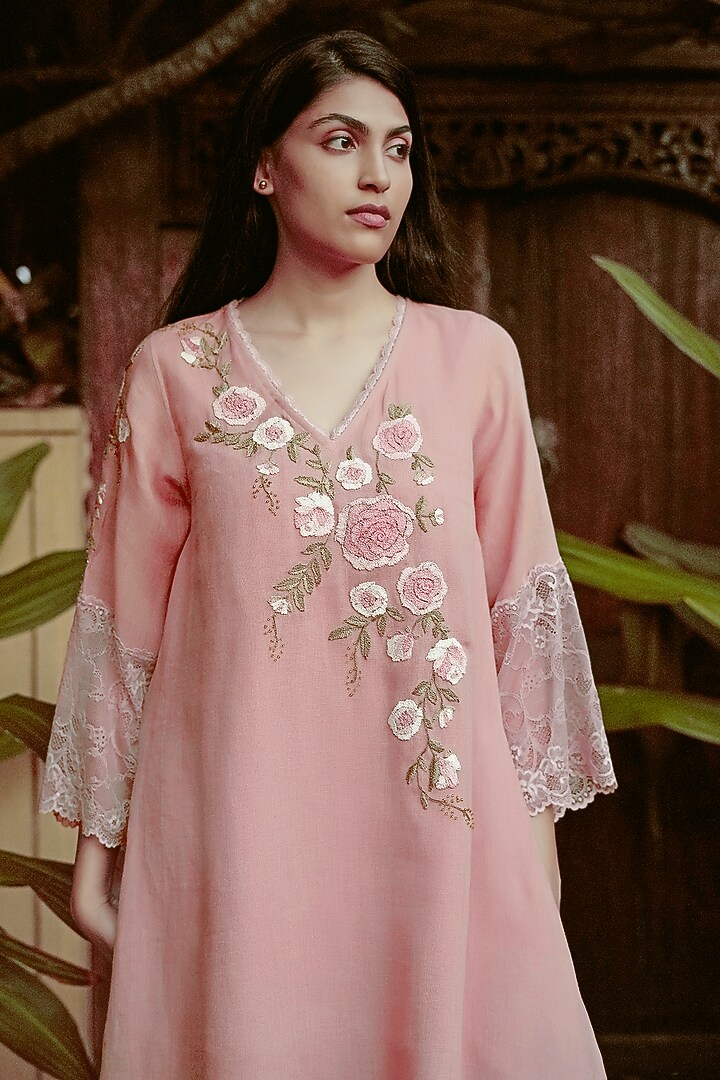 Rose Bud Linen Blend Tunic Set by Kaveri at Pernia's Pop Up Shop