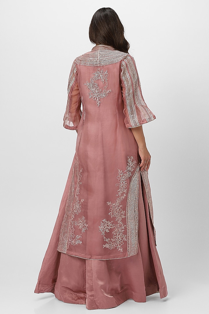 Chateau Rose Linen Blend & Silk Organza Embroidered Cocktail Dress by Kaveri at Pernia's Pop Up Shop