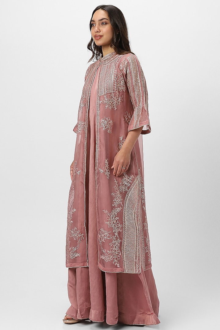 Chateau Rose Linen Blend & Silk Organza Embroidered Cocktail Dress by Kaveri at Pernia's Pop Up Shop