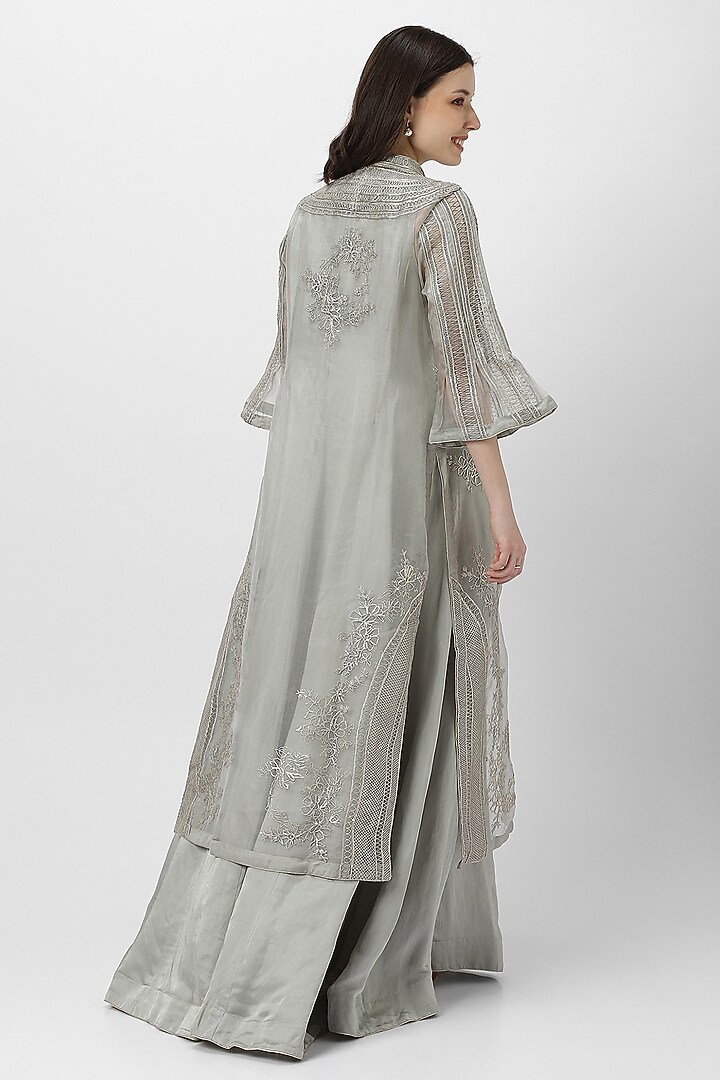 Fern Linen Blend & Silk Organza Embroidered Cocktail Dress by Kaveri at Pernia's Pop Up Shop