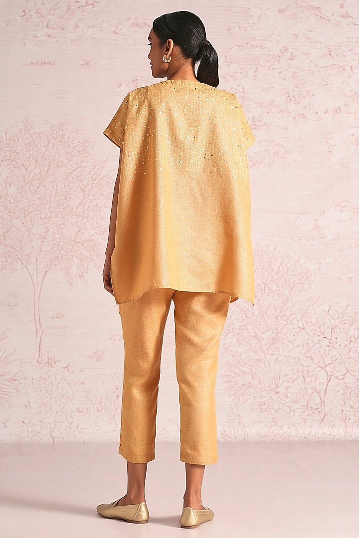 Cashew-Colored Linen Blend Co-Ord Set by Kaveri at Pernia's Pop Up Shop