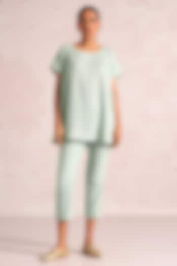 Cloud Blue Linen Blend Top by Kaveri at Pernia's Pop Up Shop