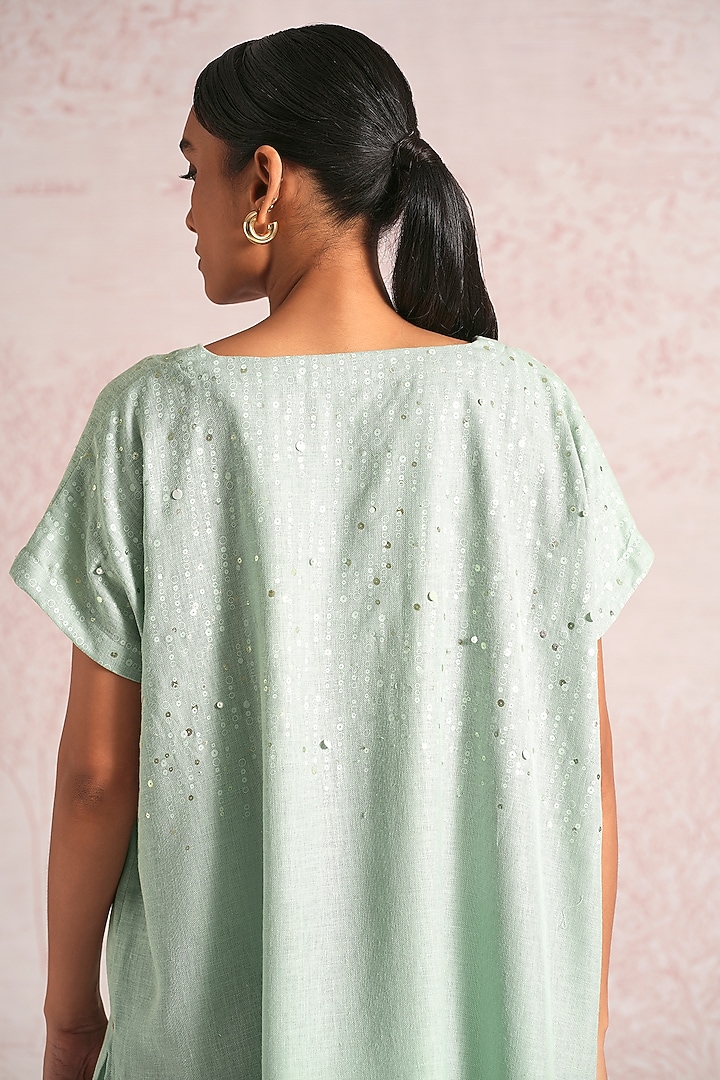 Cloud Blue Linen Blend Top by Kaveri at Pernia's Pop Up Shop