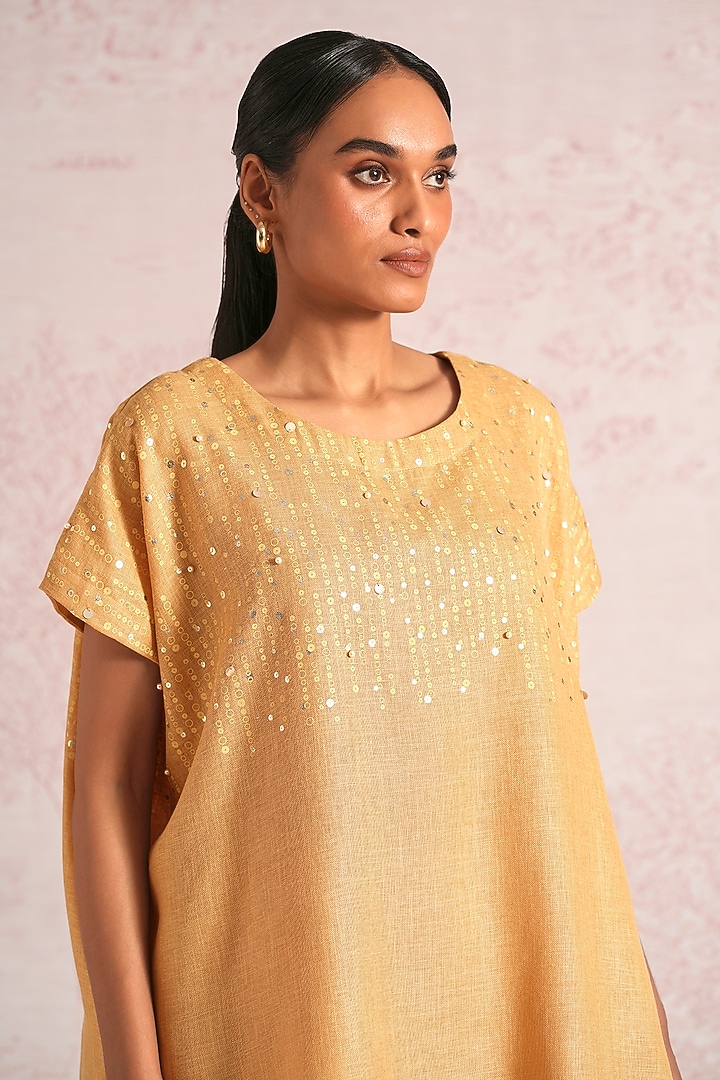 Cashew-Colored Linen Blend Top by Kaveri at Pernia's Pop Up Shop