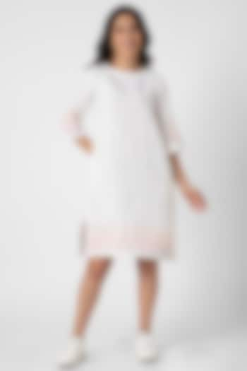 White Linen Knee-Length Dress by Kaveri at Pernia's Pop Up Shop