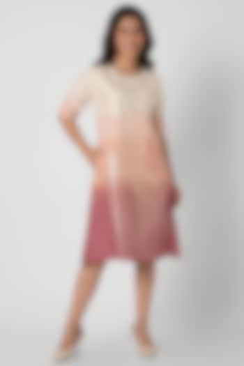 Pink & Red Linen Ombre Dyed Summer Dress by Kaveri at Pernia's Pop Up Shop
