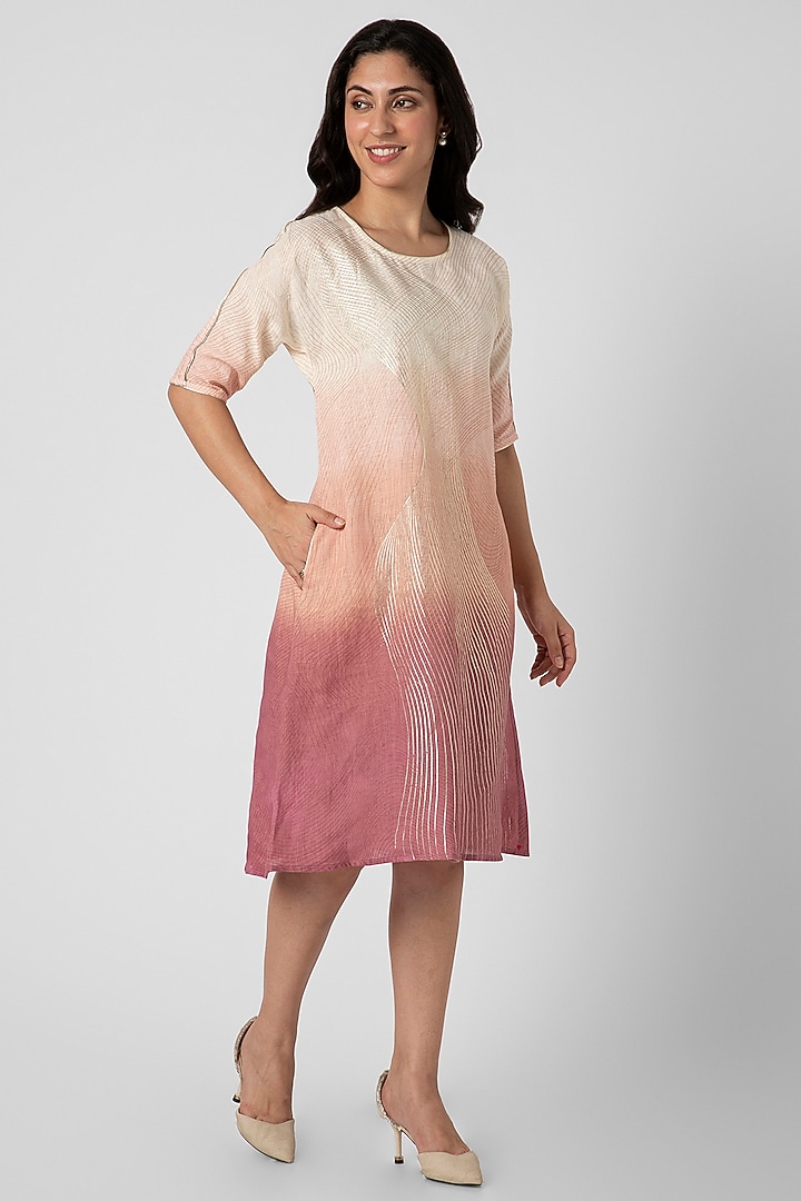 Pink & Red Linen Ombre Dyed Dress by Kaveri at Pernia's Pop Up Shop 2026