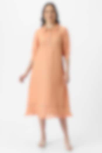 Yellow & Orange Linen Ruffled Midi Summer Dress by Kaveri at Pernia's Pop Up Shop