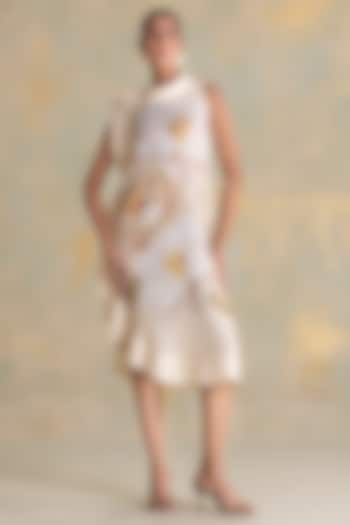 Butter Yellow Linen Blend Floral Motifs Summer Dress by Kaveri at Pernia's Pop Up Shop