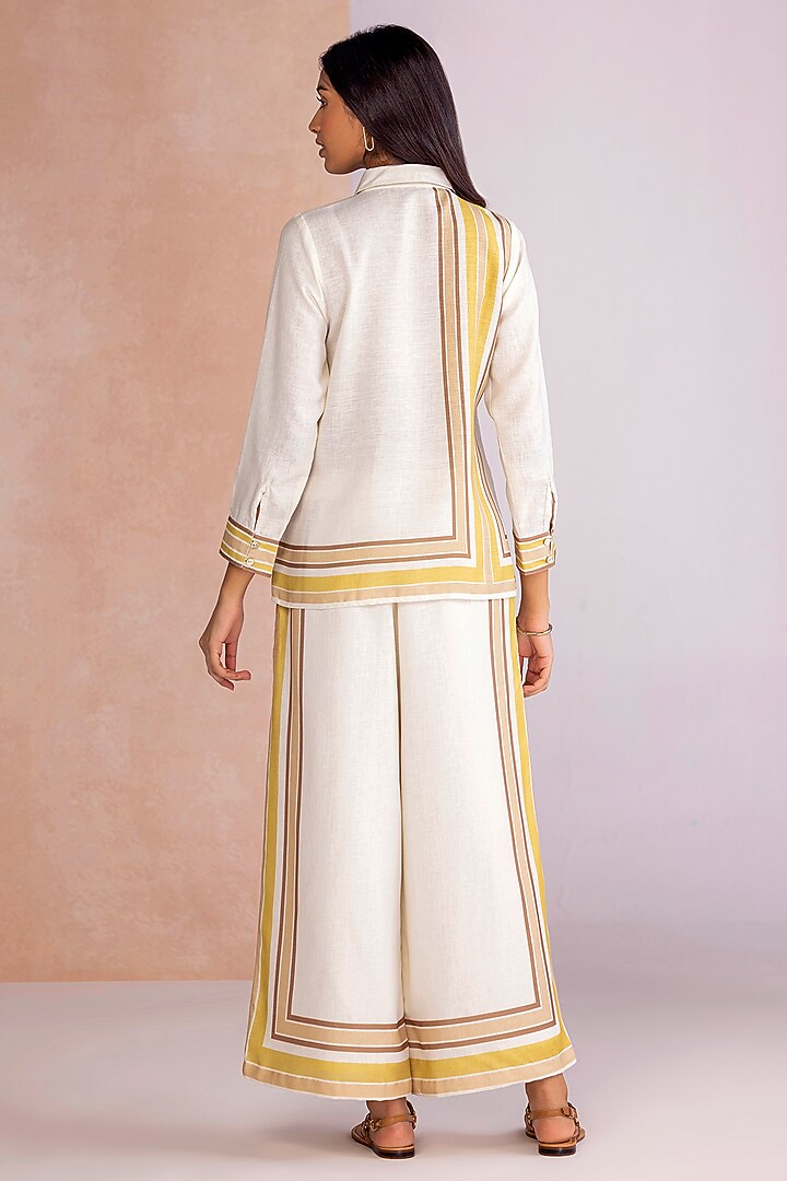 Citrus Linen Stripe Printed Co-Ord Set by Kaveri at Pernia's Pop Up Shop