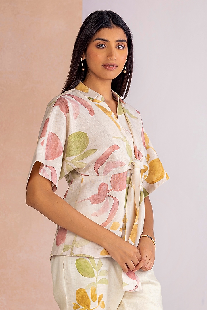 Sahara-Colored Linen Blend Co-Ord Set by Kaveri at Pernia's Pop Up Shop