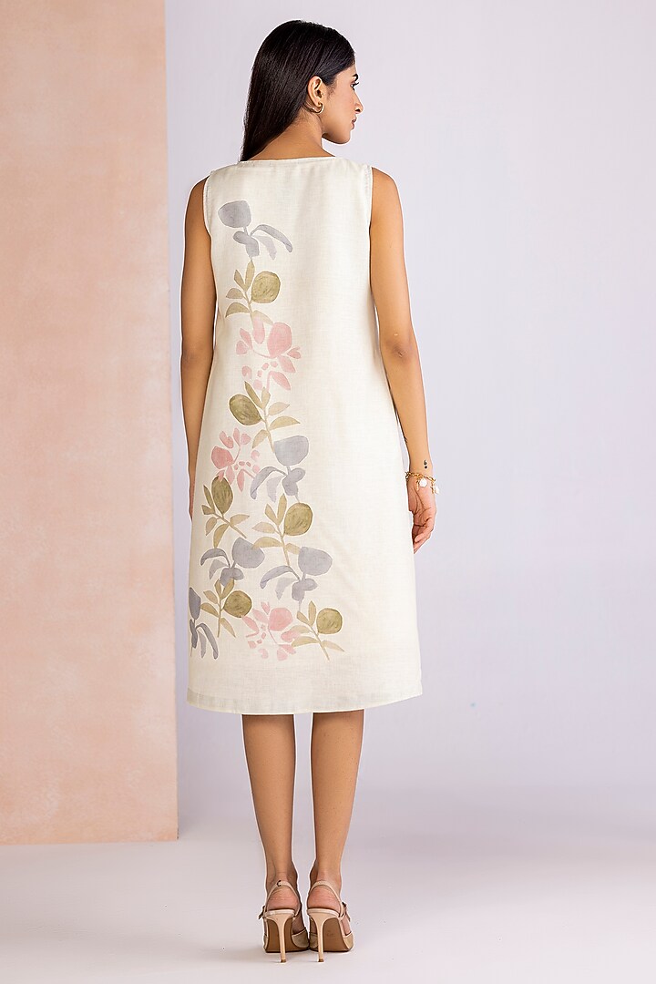 Artic-Colored Linen Blend Printed Summer Dress by Kaveri at Pernia's Pop Up Shop