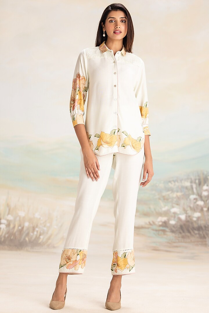 Bonny-Colored Viscose Screen Printed Co-Ord Set by Kaveri at Pernia's Pop Up Shop