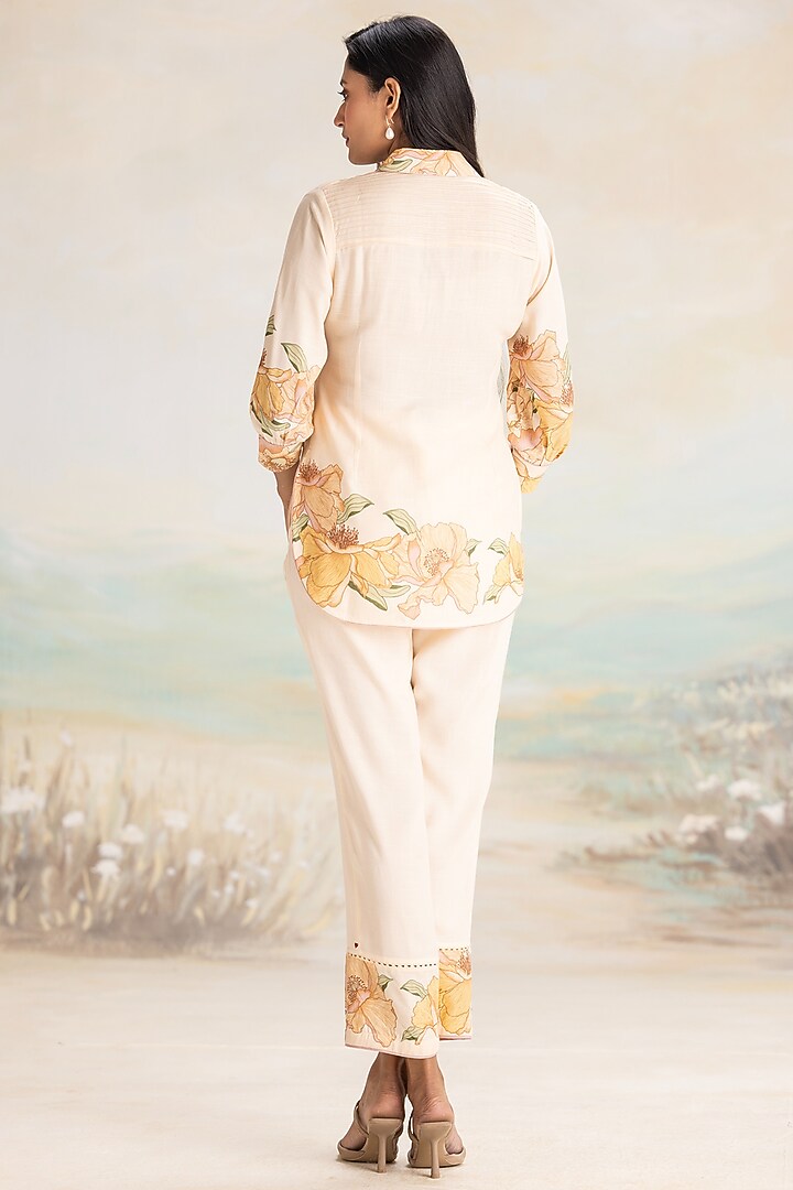 Nude-Colored Viscose Screen Printed Co-Ord Set by Kaveri at Pernia's Pop Up Shop
