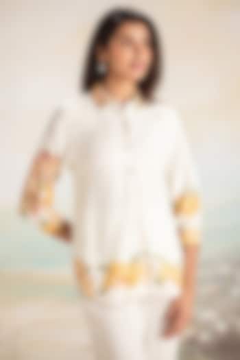 Bonny-Colored Viscose Screen Printed Button-Down Shirt by Kaveri at Pernia's Pop Up Shop