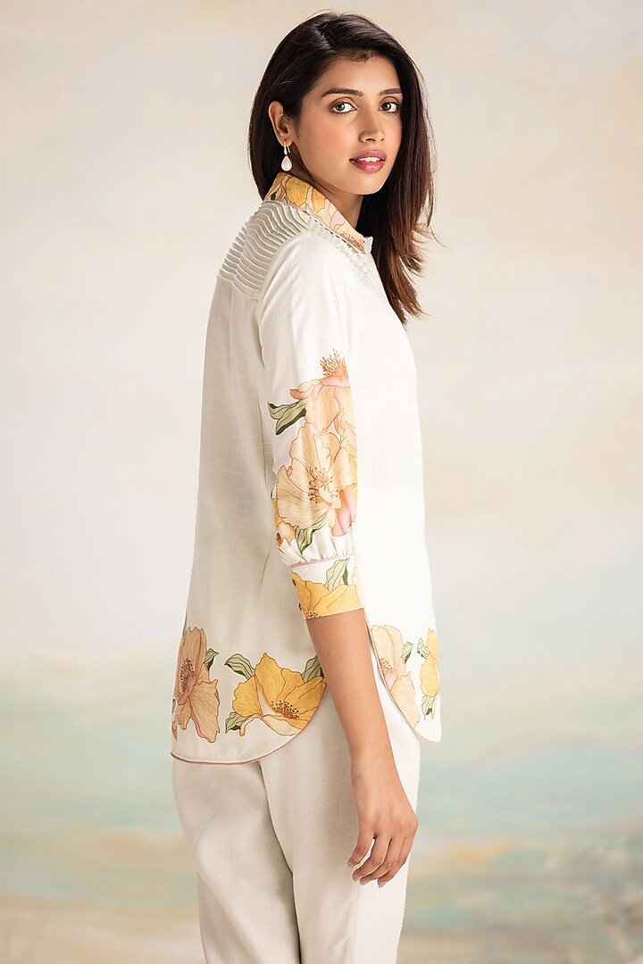 Bonny-Colored Viscose Screen Printed Button-Down Shirt by Kaveri at Pernia's Pop Up Shop