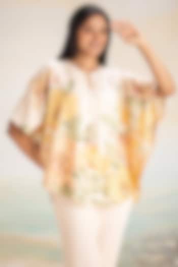 Nude-Colored Viscose Screen Printed Circular Top by Kaveri at Pernia's Pop Up Shop