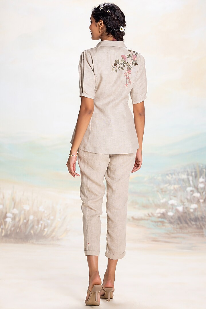 Natural-Colored Linen Tie-Up Co-Ord Set by Kaveri at Pernia's Pop Up Shop
