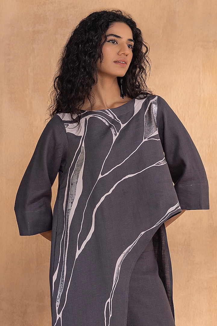 Charcoal Cotton Printed Co-Ord Set by Kaveri at Pernia's Pop Up Shop