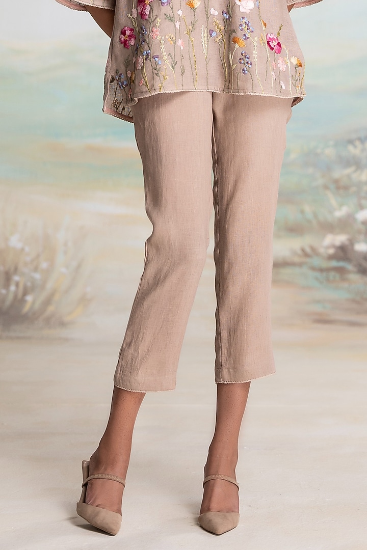 Cement Grey Linen Thread Embroidered Co-Ord Set by Kaveri at Pernia's Pop Up Shop