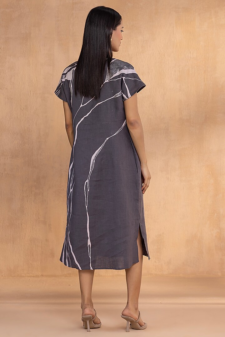 Natural-Colored Linen Printed Summer Dress by Kaveri at Pernia's Pop Up Shop
