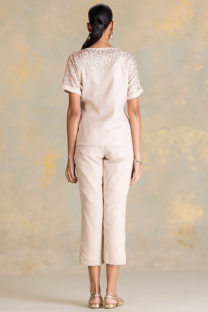 Natural Beige Linen Blend Co-Ord Set by Kaveri at Pernia's Pop Up Shop
