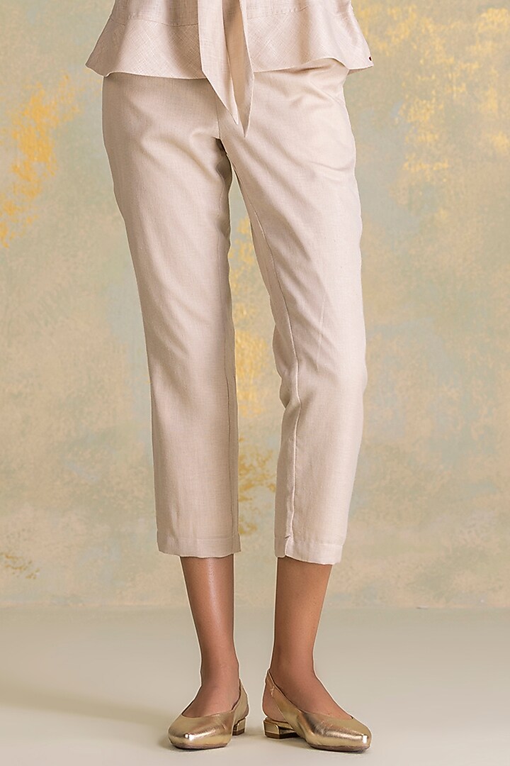 Natural Beige Linen Blend Co-Ord Set by Kaveri at Pernia's Pop Up Shop