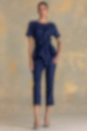 Navy Linen Blend Top by Kaveri at Pernia's Pop Up Shop