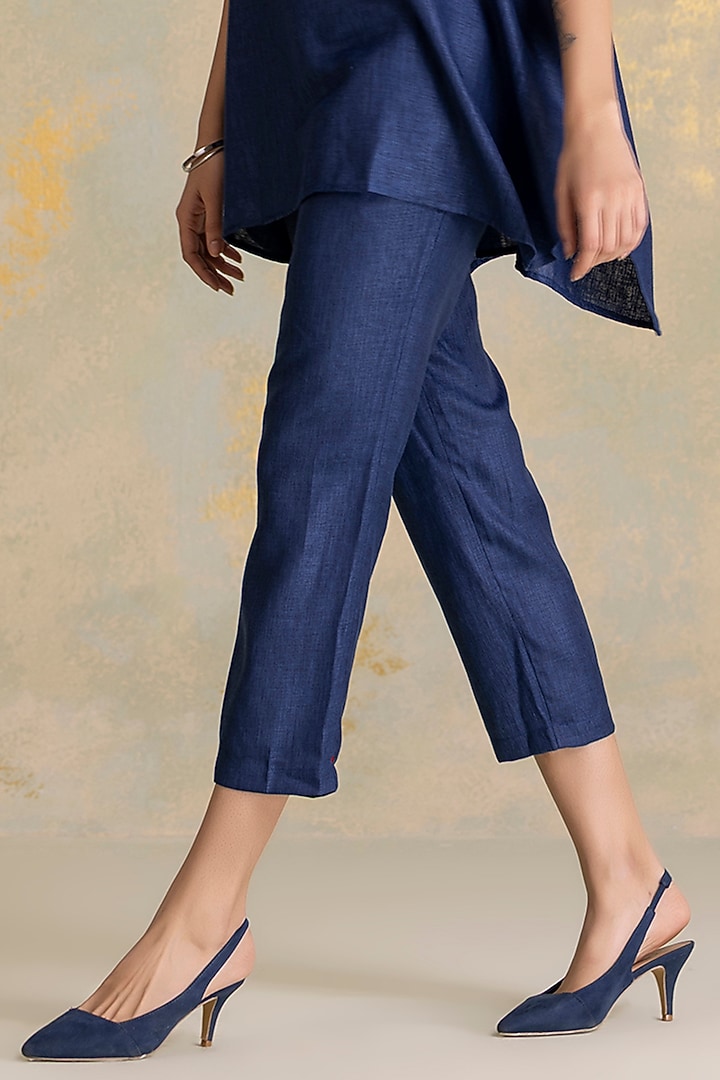 Navy Linen Blend Co-Ord Set by Kaveri at Pernia's Pop Up Shop