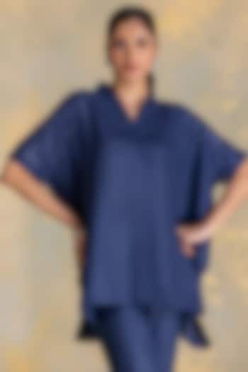 Navy Linen Blend Top by Kaveri at Pernia's Pop Up Shop