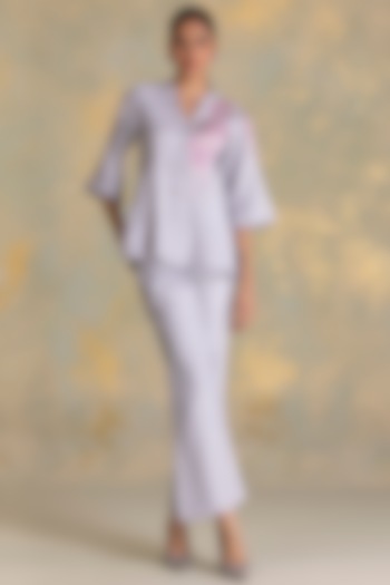 Smoke-Grey Linen Blend Co-Ord Set by Kaveri at Pernia's Pop Up Shop