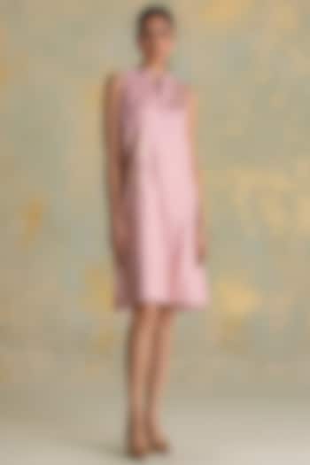 Blush Linen Blend Floral Embroidered Sleeveless Summer Dress by Kaveri at Pernia's Pop Up Shop