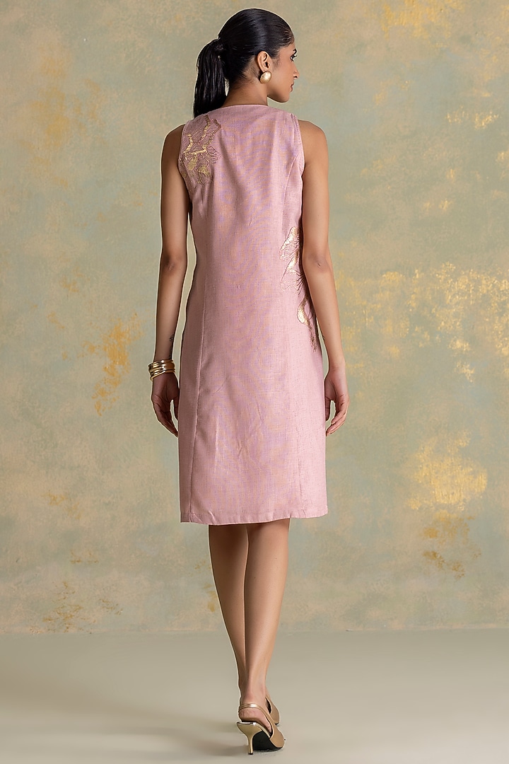 Blush Linen Blend Floral Embroidered Sleeveless Summer Dress by Kaveri at Pernia's Pop Up Shop