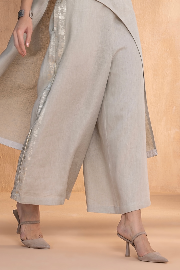 Moss-Colored Linen Hand-Screen Printed Co-Ord Set by Kaveri at Pernia's Pop Up Shop