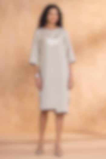 Moss-Colored Linen Hand-Screen Printed Summer Dress by Kaveri at Pernia's Pop Up Shop