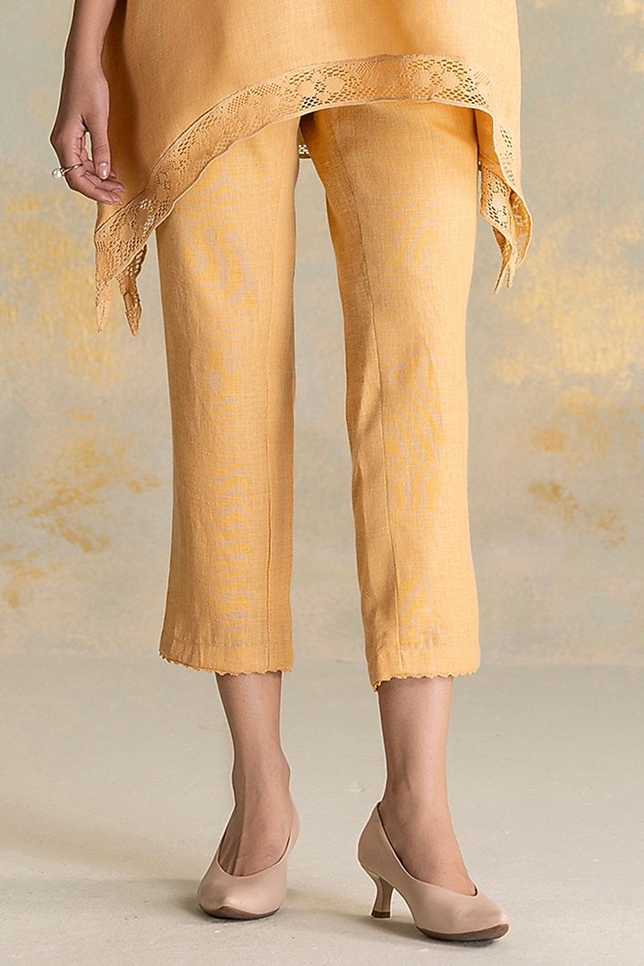 Cashew-Colored Linen Blend Embroidered Co-Ord Set by Kaveri at Pernia's Pop Up Shop